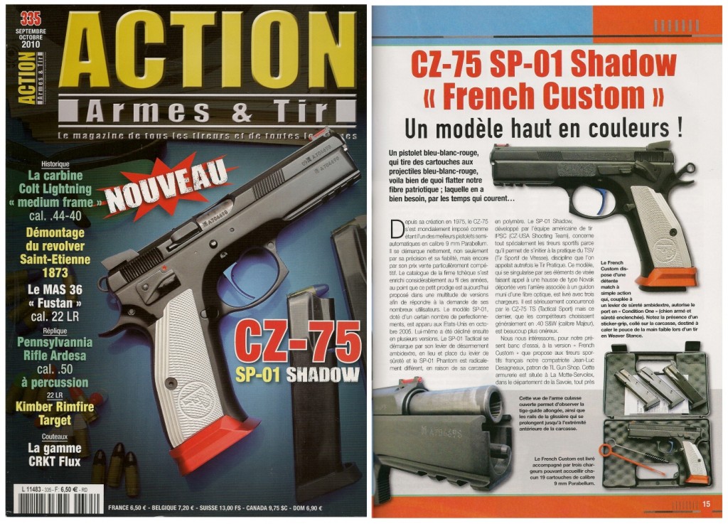 Le banc d’essai du CZ-75 SP-01 French Custom a été publié sur 7 pages dans le magazine Action Armes & Tir n°335 (septembre-octobre 2010)