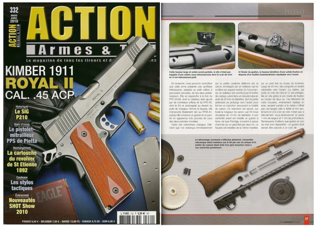 Le banc d’essai de la carabine Pietta PPS/50 a été publié sur 7 pages dans le magazine Action Armes & Tir n°332 (mars-avril 2010) 