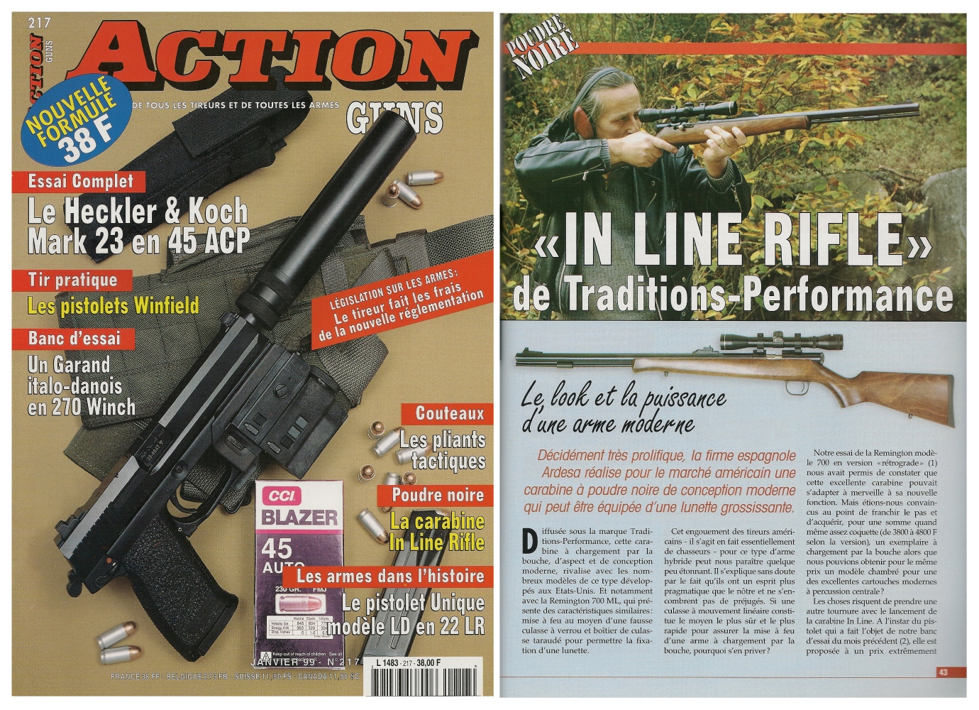Le banc d'essai de la carabine Ardesa « In Line » a été publié sur 5 pages dans le magazine Action Guns n° 217 (janvier 1999).