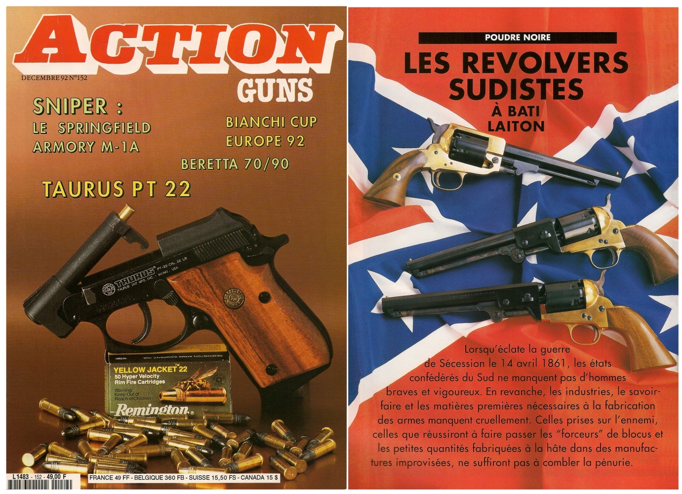 Le banc d'essai des revolvers à bâti en laiton a été publié sur 6 pages dans le magazine Action Guns n° 152 (décembre 1992). 