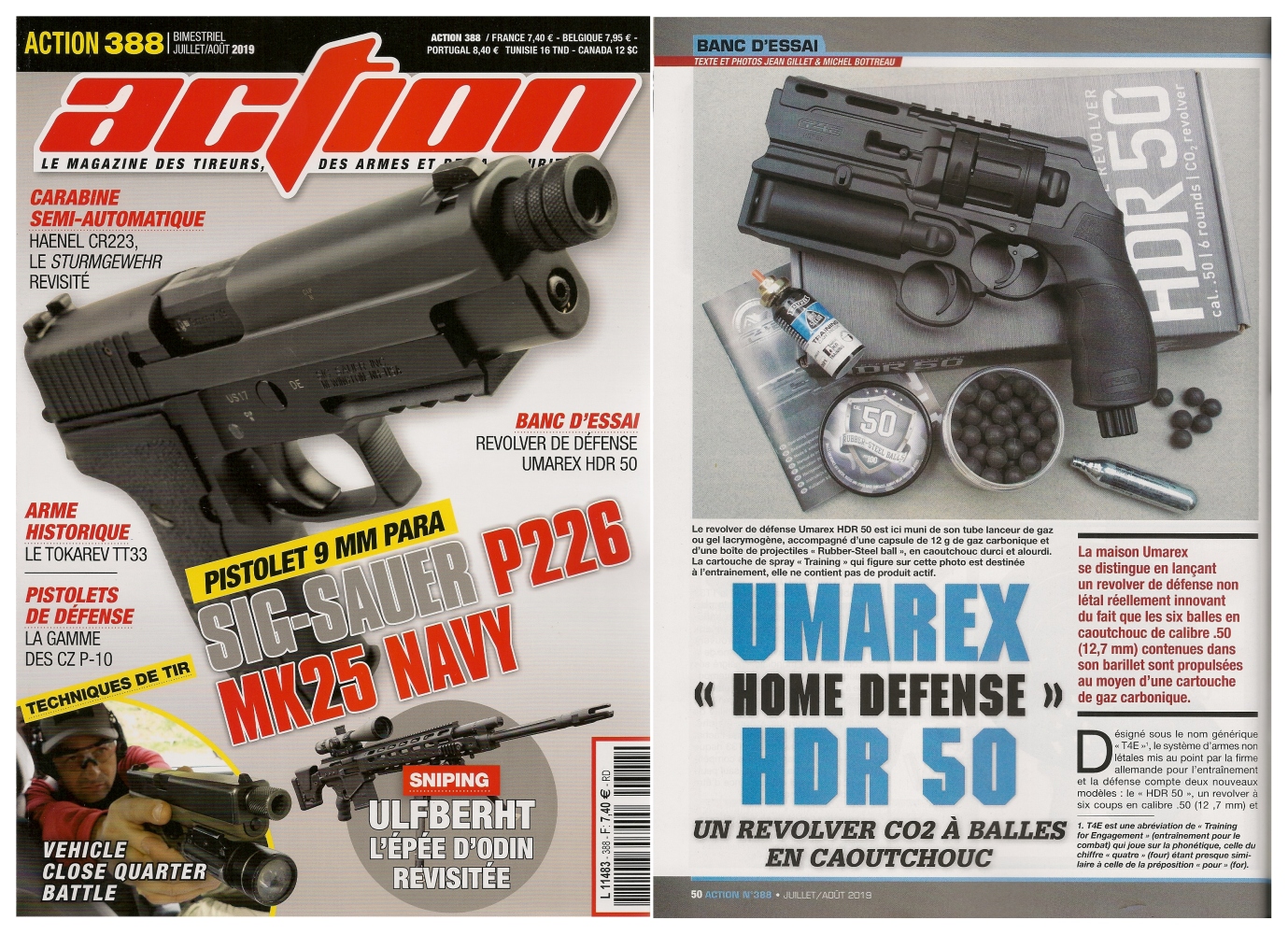 Le banc d’essai du revolver Umarex Home Defense HDR 50 a été publié sur 5 pages dans le magazine Action n°388 (juillet/août 2019).