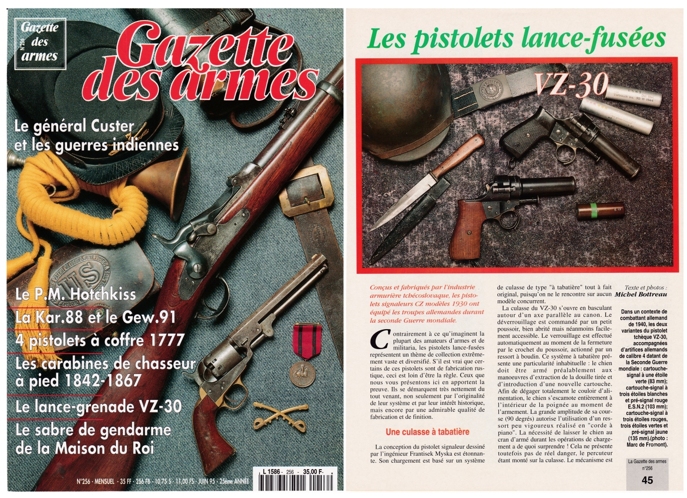 Le pistolet lance-fusées tchèque VZ-30 a fait l'objet d'une publication sur 4 pages dans le magazine Gazette des Armes n°256 (juin 1995).