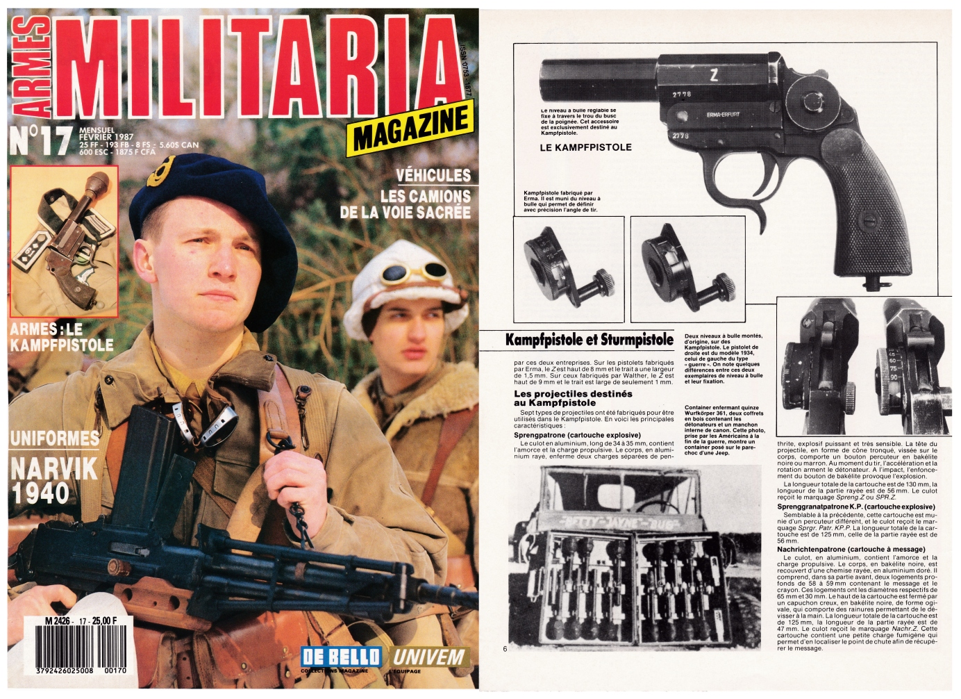 Les pistolets allemands Kampfpistole et Sturmpistole ont fait l'objet d'une publication sur 6 pages dans le magazine Militaria N°17 (février 1987).