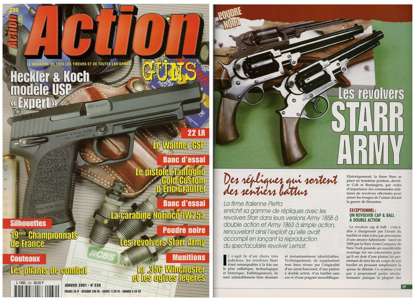 Le banc d'essai des répliques des revolvers Starr Army a été publié sur 6 pages dans le magazine Action Guns n° 239 (janvier 2001).